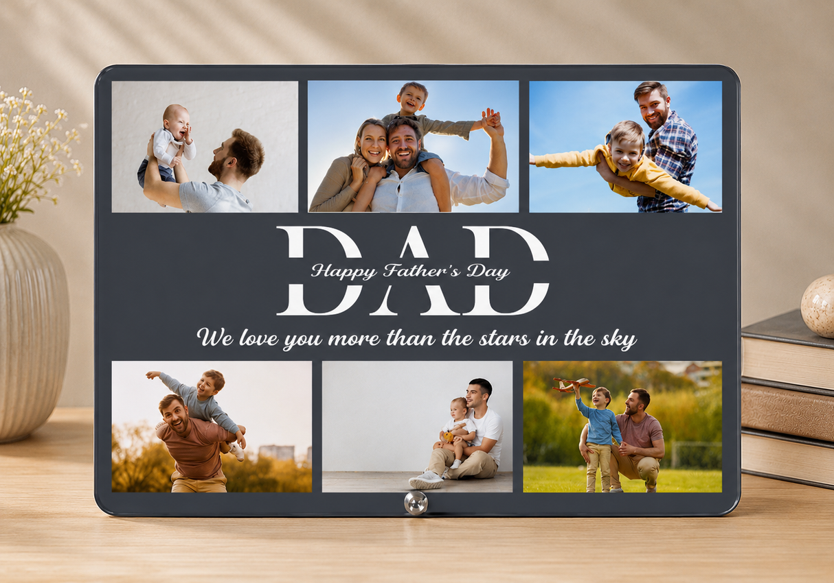 Custom Dad Photo Frame with 6 Pictures – Father's Day Gift from Kids