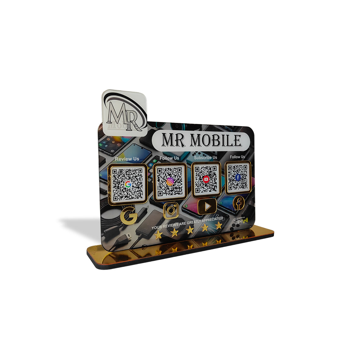 Logo Cutout Mobile Theme Standee - Smart NFC 4-in-1 Table Top Standee