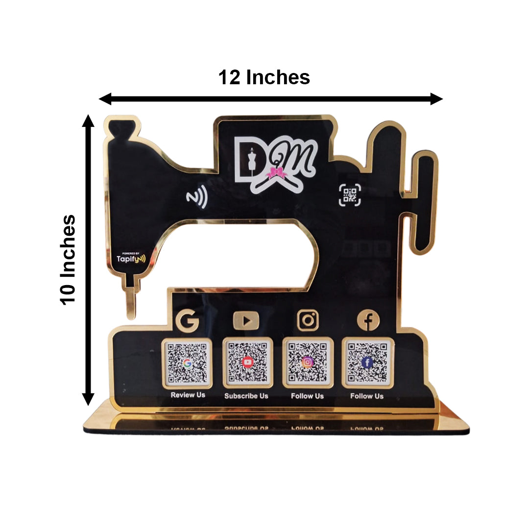 Sewing Machine Shaped - Smart NFC 4QR Table Top Standee
