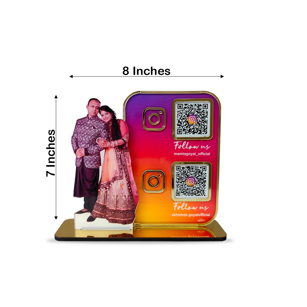 Couple Cutout Smart NFC 2QR-in-1 Tabletop Standee- Insta Theme