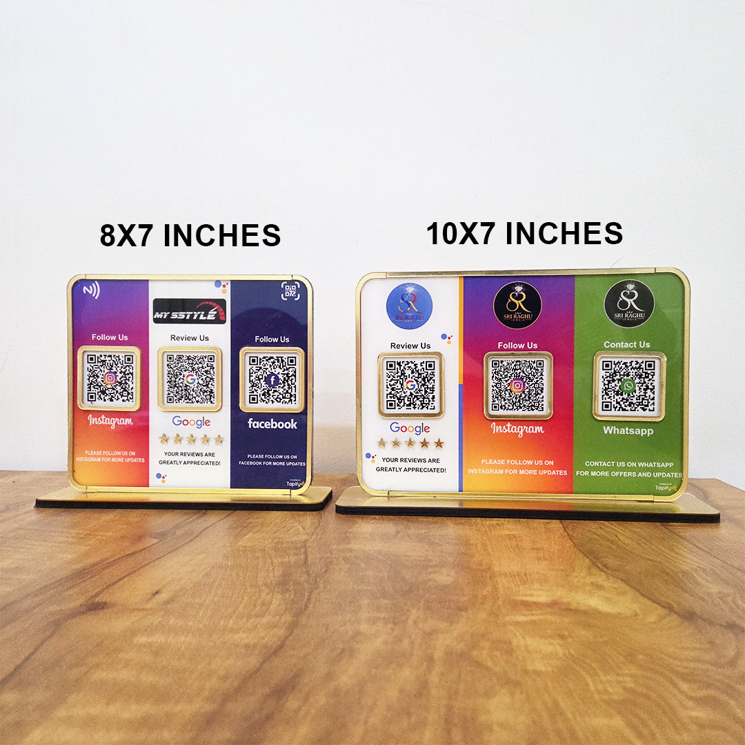 Premium Smart NFC 3-in-1 Table Top Standee - Insta , Google , FB - Theme