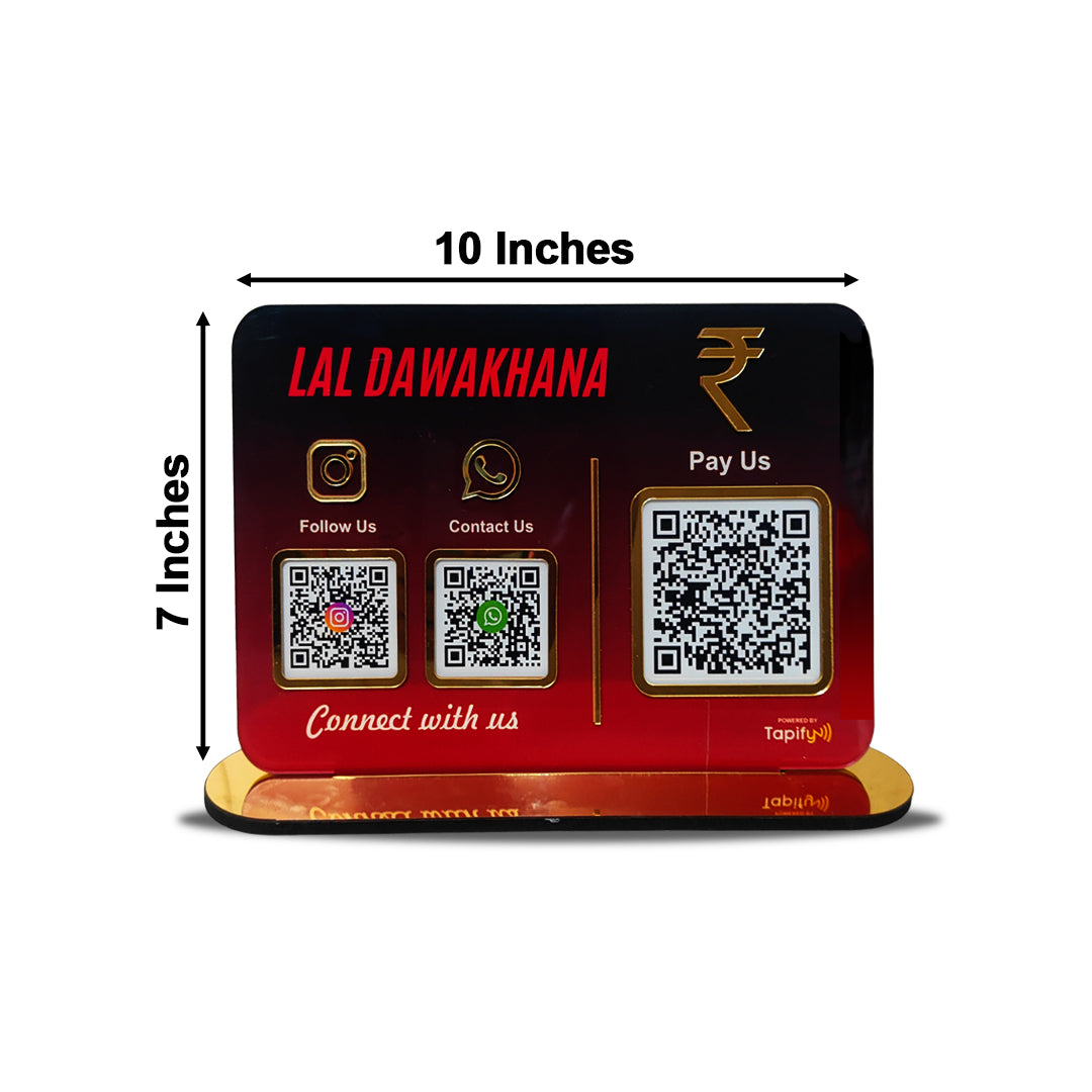 Big UPI + Social Media - Smart NFC 3-in-1 Table Top Standee | Gradient Theme