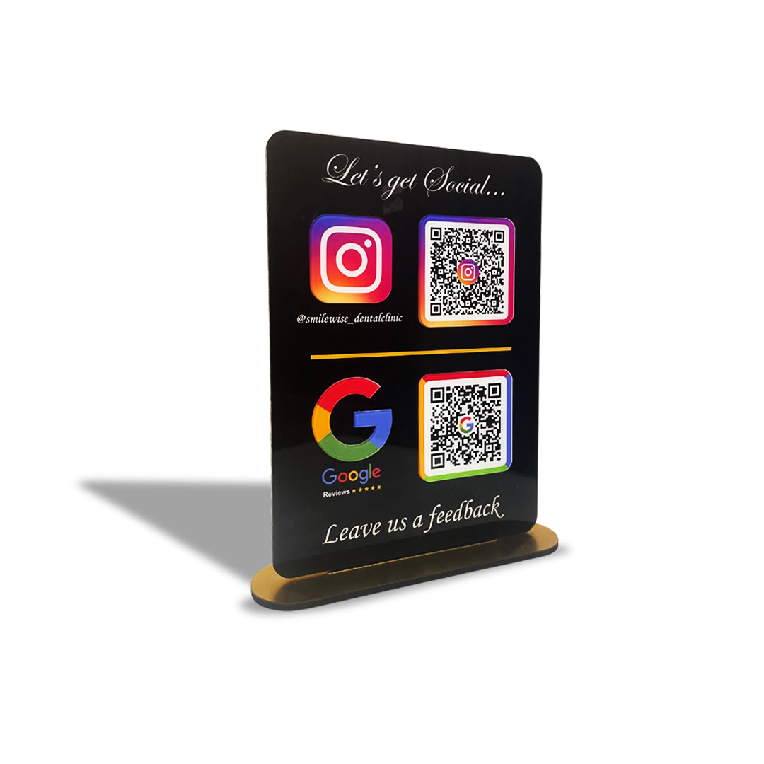 Vogue Series – Big Size Smart NFC 2-in-1 Standee With 3D Cut Acrylic QR & Icons