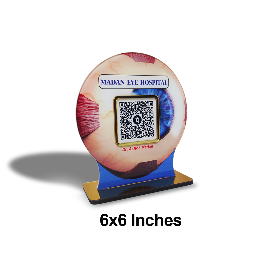 Eye Shaped Smart NFC 1 QR Standee - For Eye Hospitals and Opticians