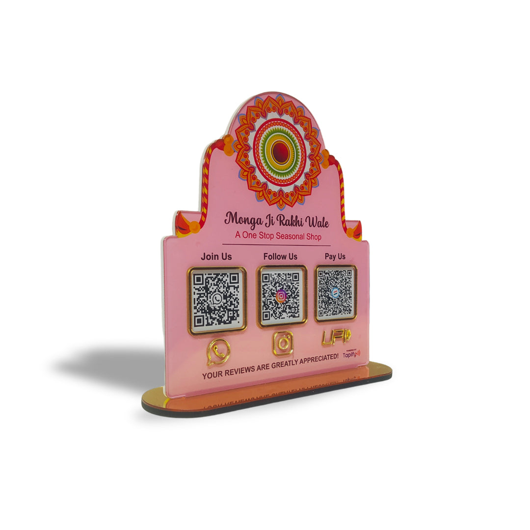 Rakhi Shaped Smart NFC 3-in-1 Table Top Standee