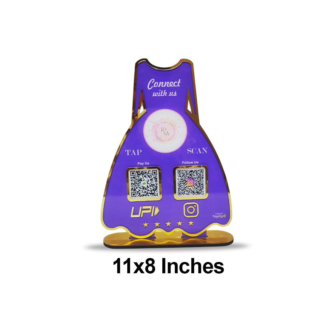 Ladies Gown NFC 3-in-1 Tabletop Standee – For Boutiques & Garment Shops