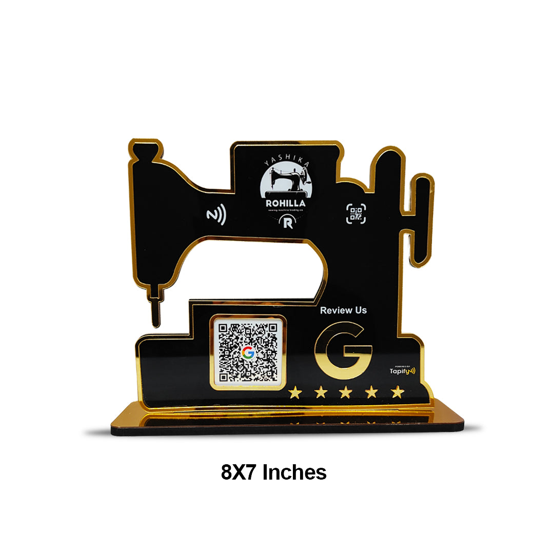 Sewing Machine Shaped - Smart NFC Standee with - Google Review QR