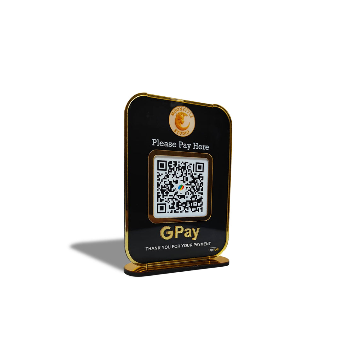 Premium Big Size Smart NFC 1 QR Table Top Standee | Black Colour