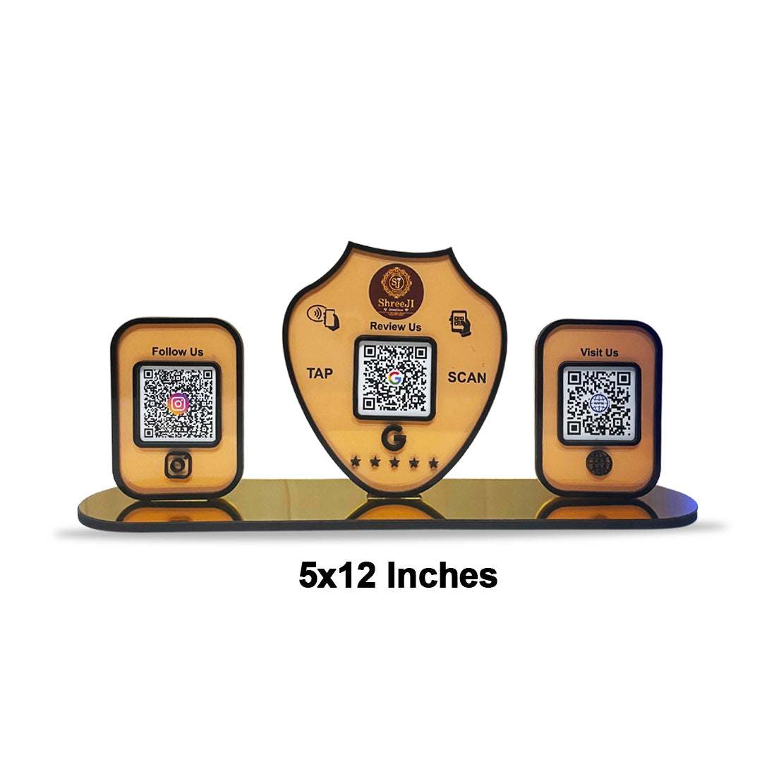 Gold Biscuit Shaped -Smart NFC 3-in-1 Tabletop Standee | for Jewelry Stores