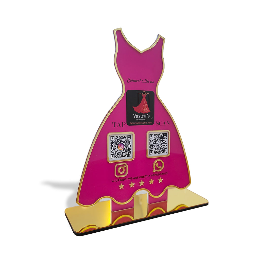 Ladies Gown NFC 2-in-1 Tabletop Standee – For Boutiques & Garment Shops
