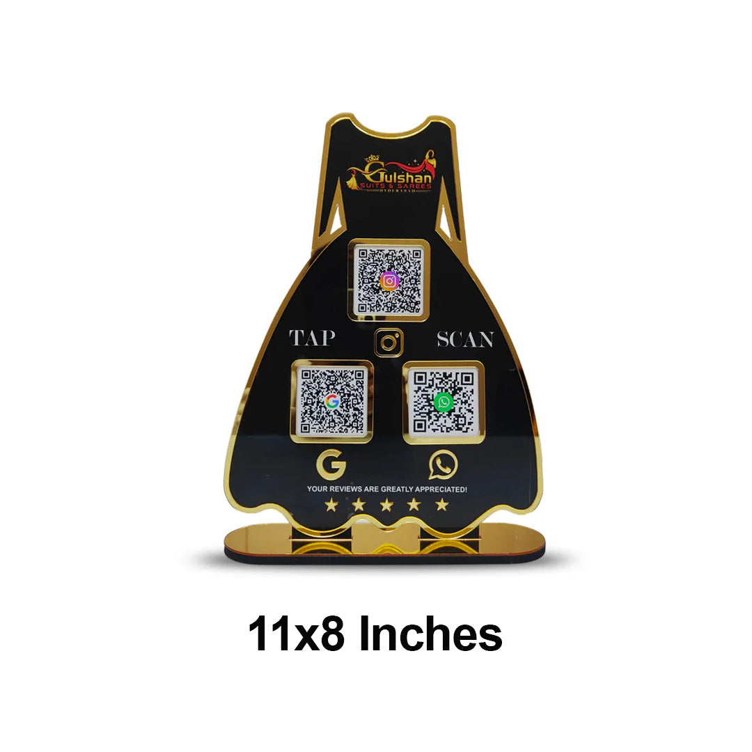 Ladies Gown NFC 3-in-1 Tabletop Standee – For Boutiques & Garment Shops