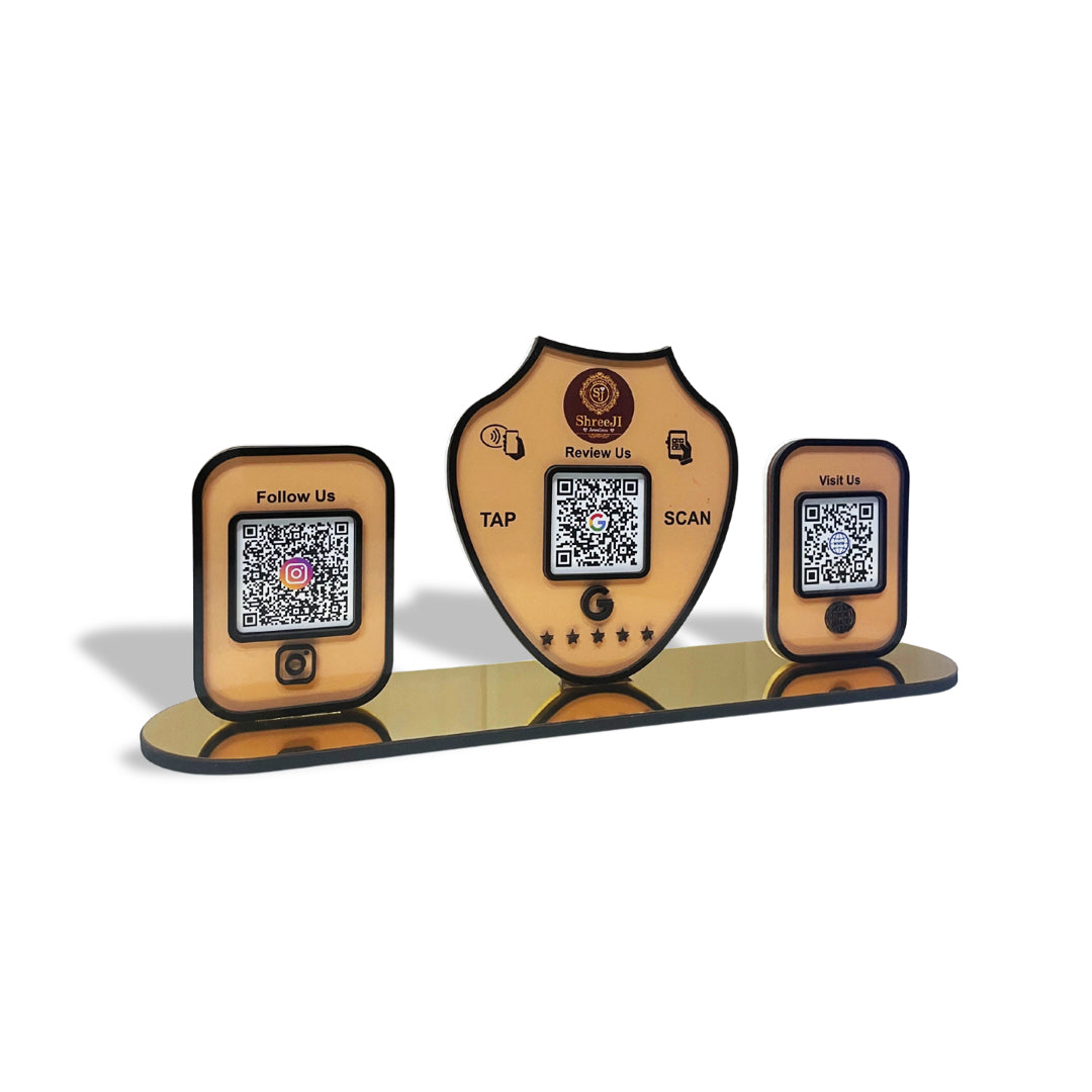 Gold Biscuit Shaped -Smart NFC 3-in-1 Tabletop Standee | for Jewelry Stores