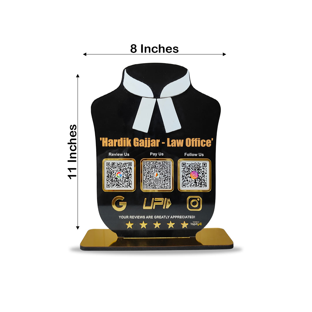 Smart NFC 3 QR Table Top Standee for Advocates | Lawyers