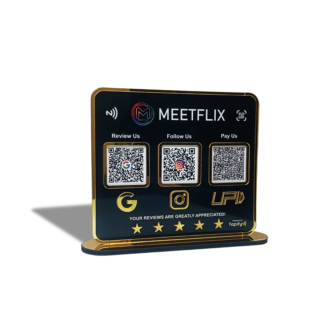 Premium Smart NFC 3-in-1 Table Top Standee | Black Colour