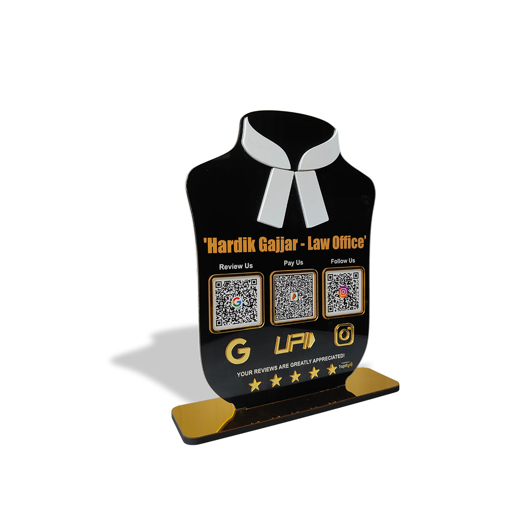 Smart NFC 3 QR Table Top Standee for Advocates | Lawyers