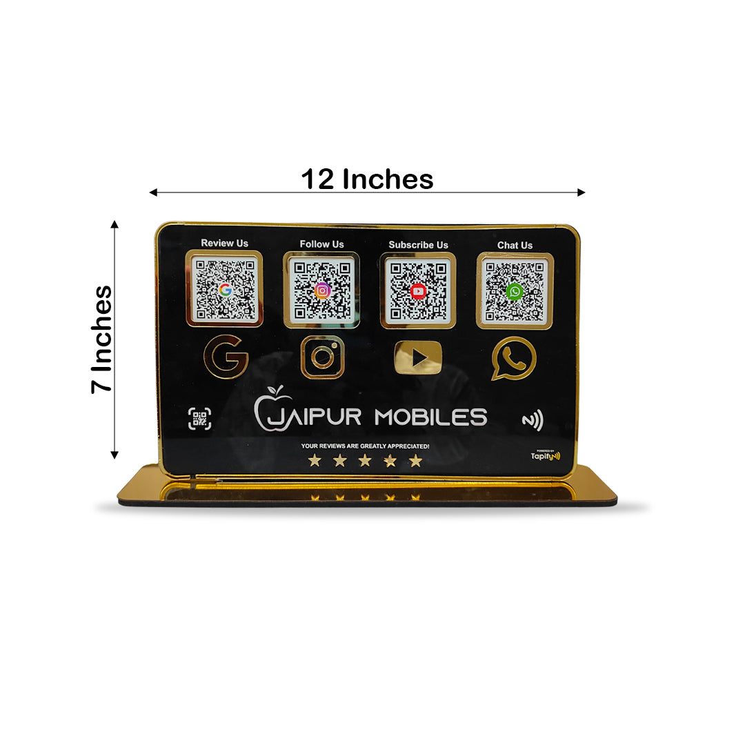 Premium Smart NFC 4-in-1 Table Top Standee - Landscape Edition | Black Colour