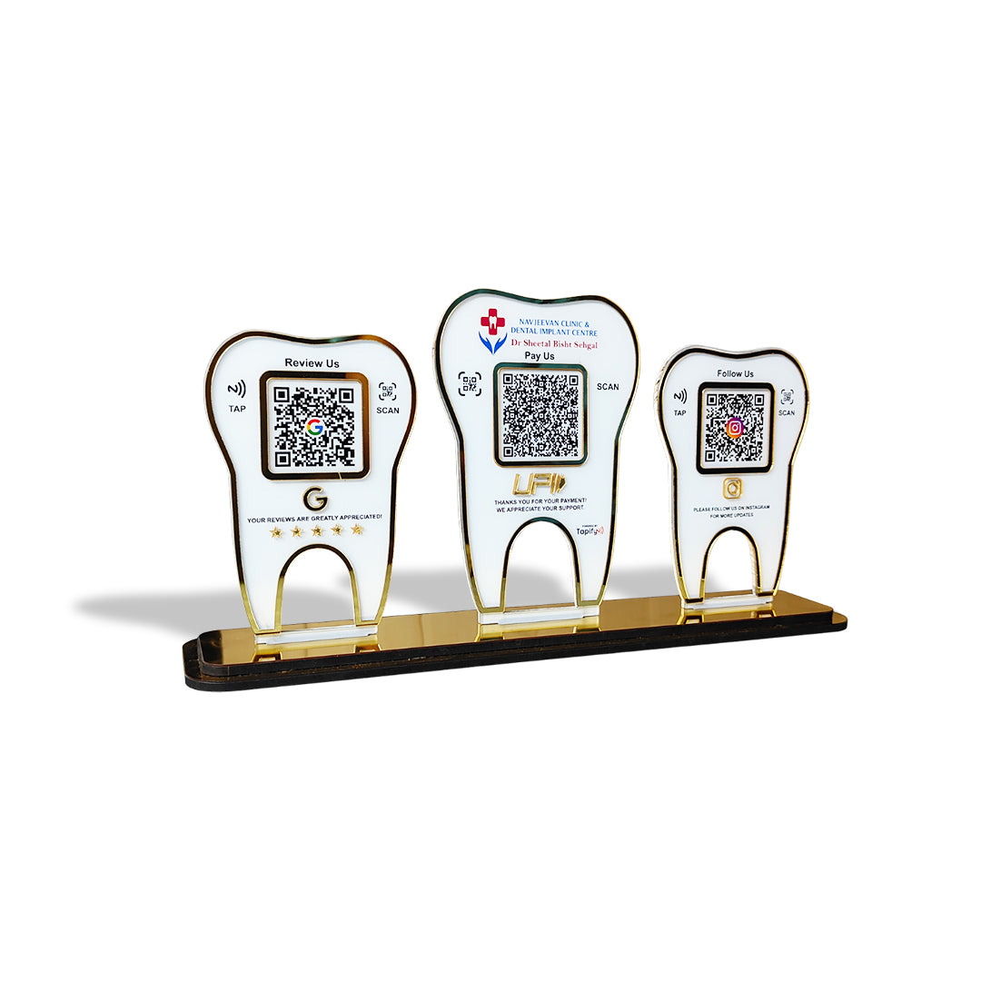 Tooth Shaped - Smart NFC 3-in-1 Tabletop Standee | For Dentist