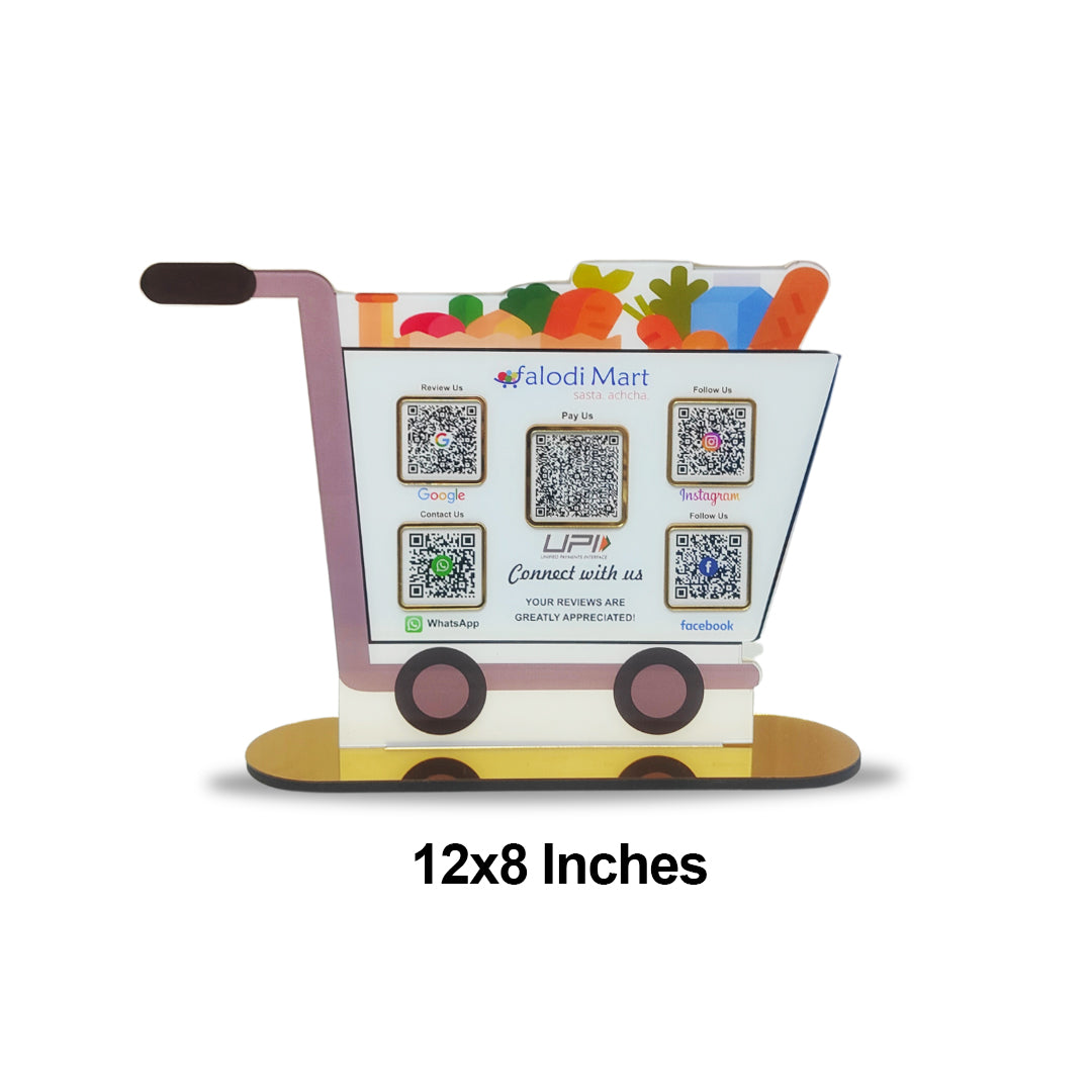 Trolley Shaped - Smart NFC 5-in-1 Table Top Standee | For Supermarket