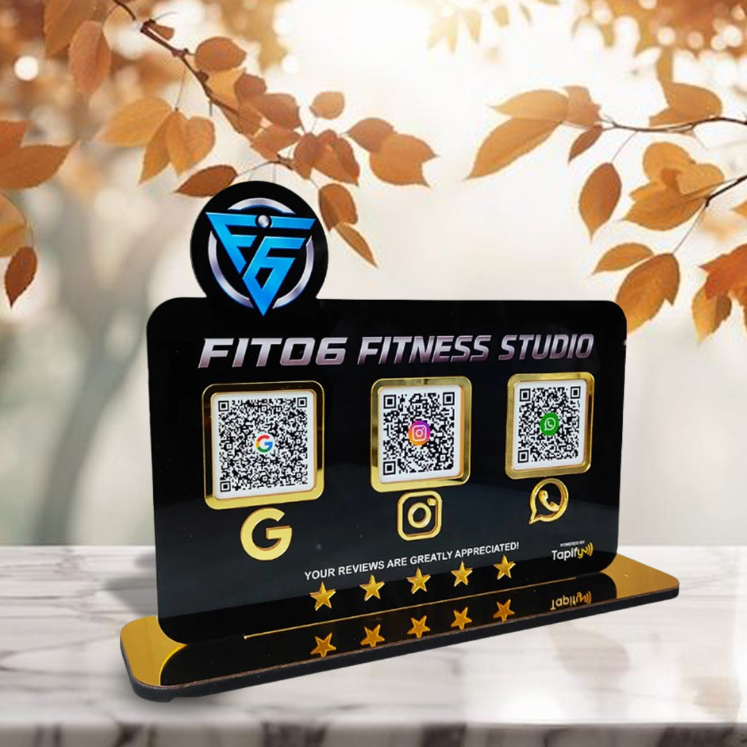 Smart NFC 3-in-1 Table Top Standee - Gym Logo Cutout