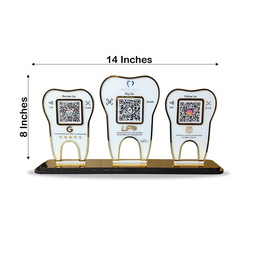 Tooth Shaped - Smart NFC 3-in-1 Tabletop Standee | For Dentist