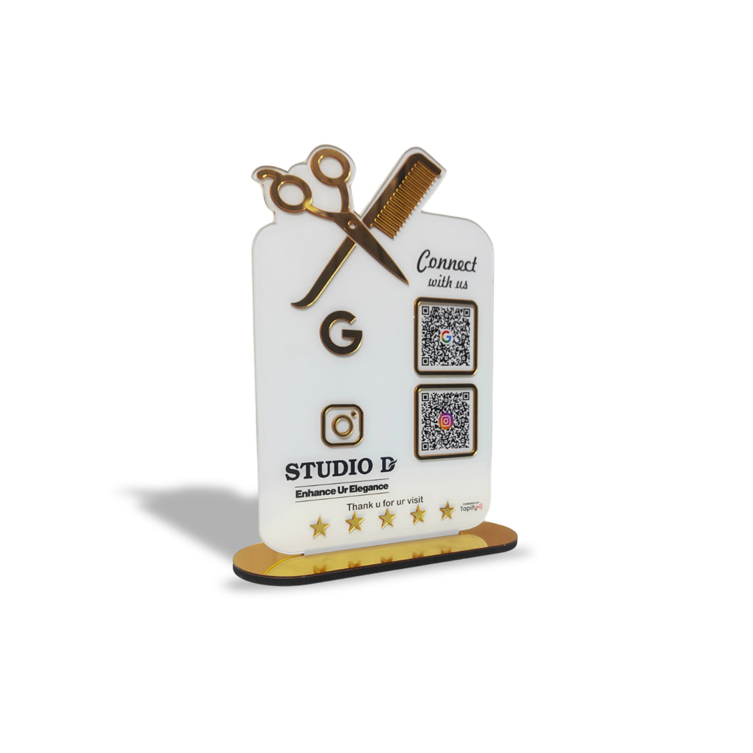 Smart NFC 2-in-1 Tabletop Standee - Portrait Style - For Salons & Beauty Parlours