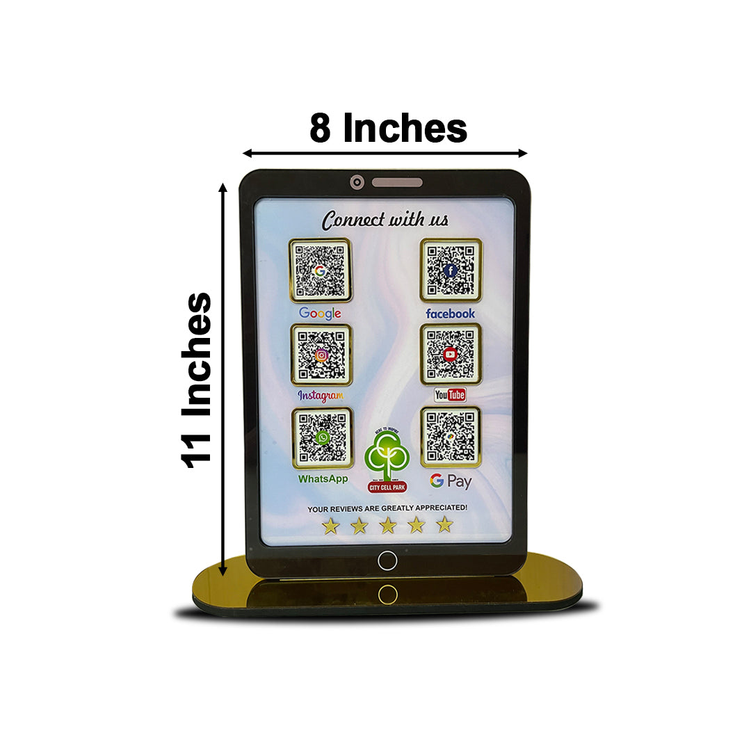 Tablet Shaped - Smart NFC 6-in-1 Table Top Standee | For Mobile & Computer Shops