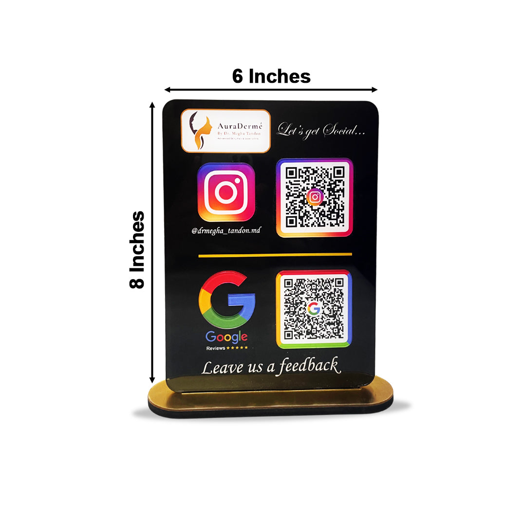 Vogue Series – Smart NFC 2-in-1 Standee With 3D Cut Acrylic QR & Icons - Elite