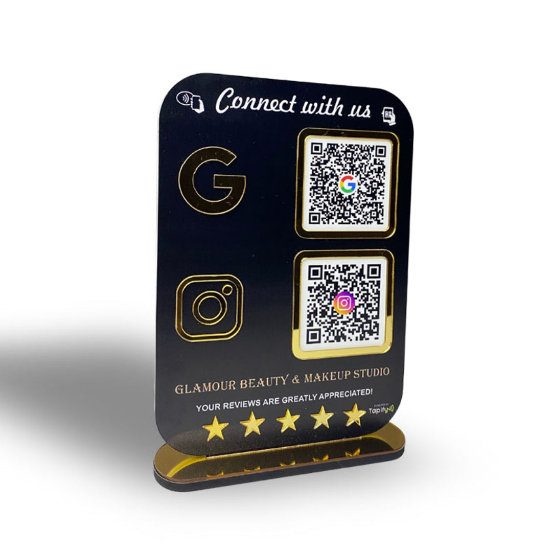 Smart NFC 2-in-1 Table Top Standee | Black Colour | Portrait Style