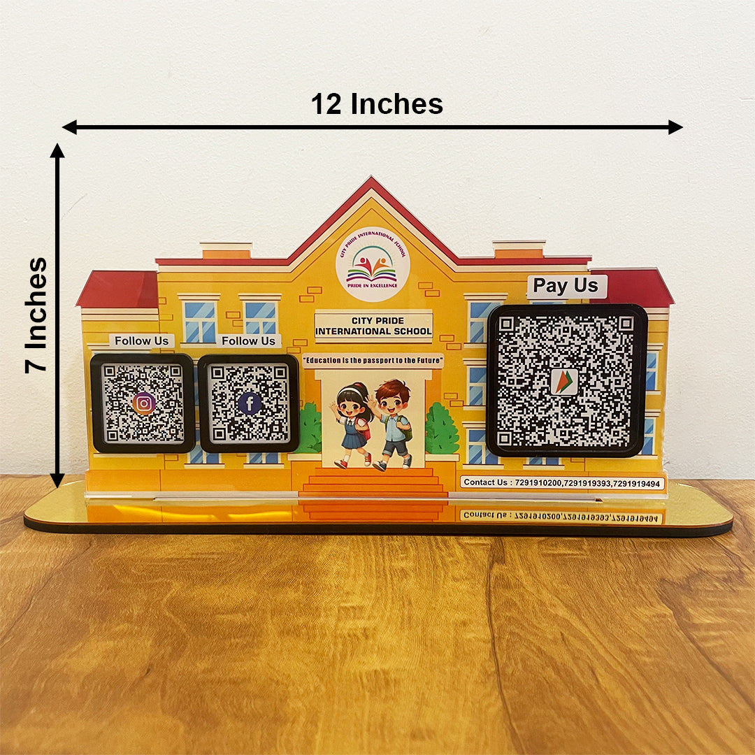 School Shaped - Smart NFC 3-in-1 Tabletop Standee ( Big UPI )