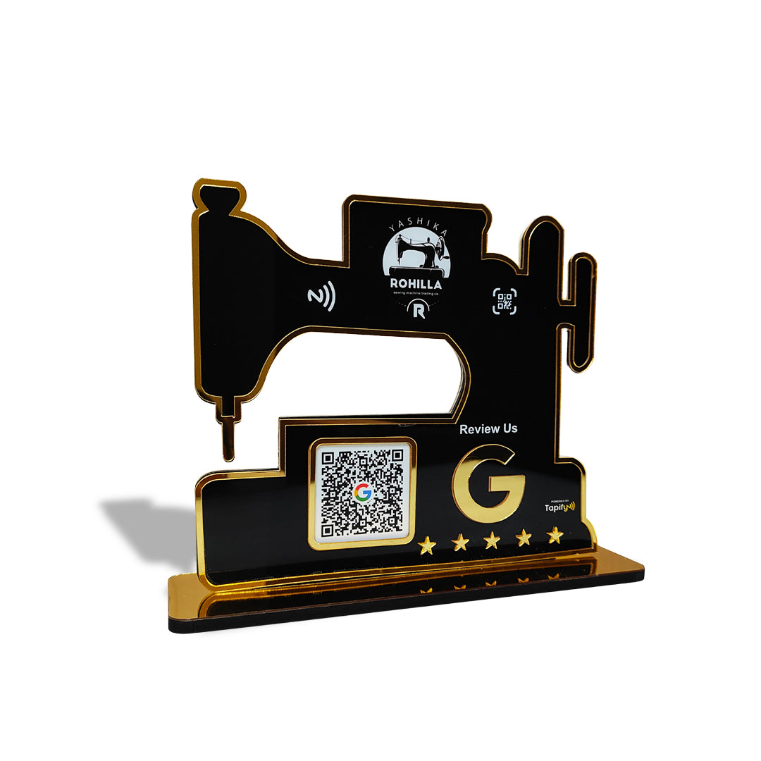 Sewing Machine Shaped - Smart NFC Standee with - Google Review QR