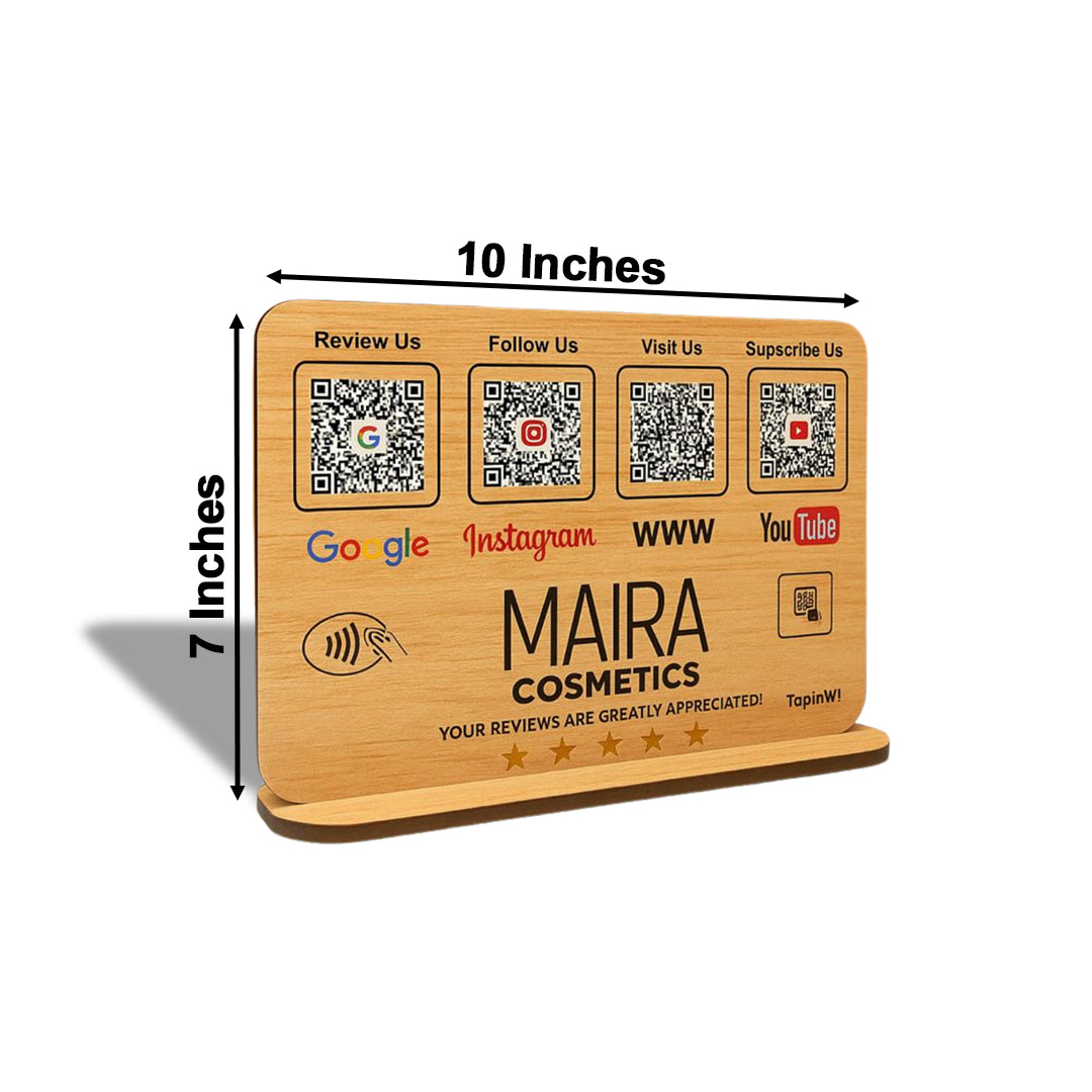 Wooden Theme Smart NFC 4-in-1 Standee - Text Icon Edition