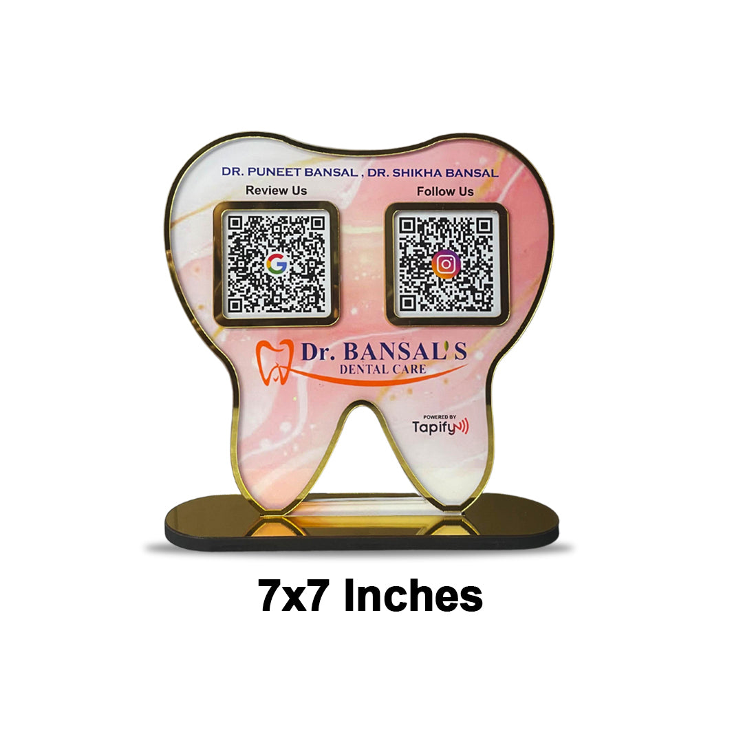 Dental Tooth Shaped Smart NFC 2-in-1 Standee - For Dentists - Marble Theme