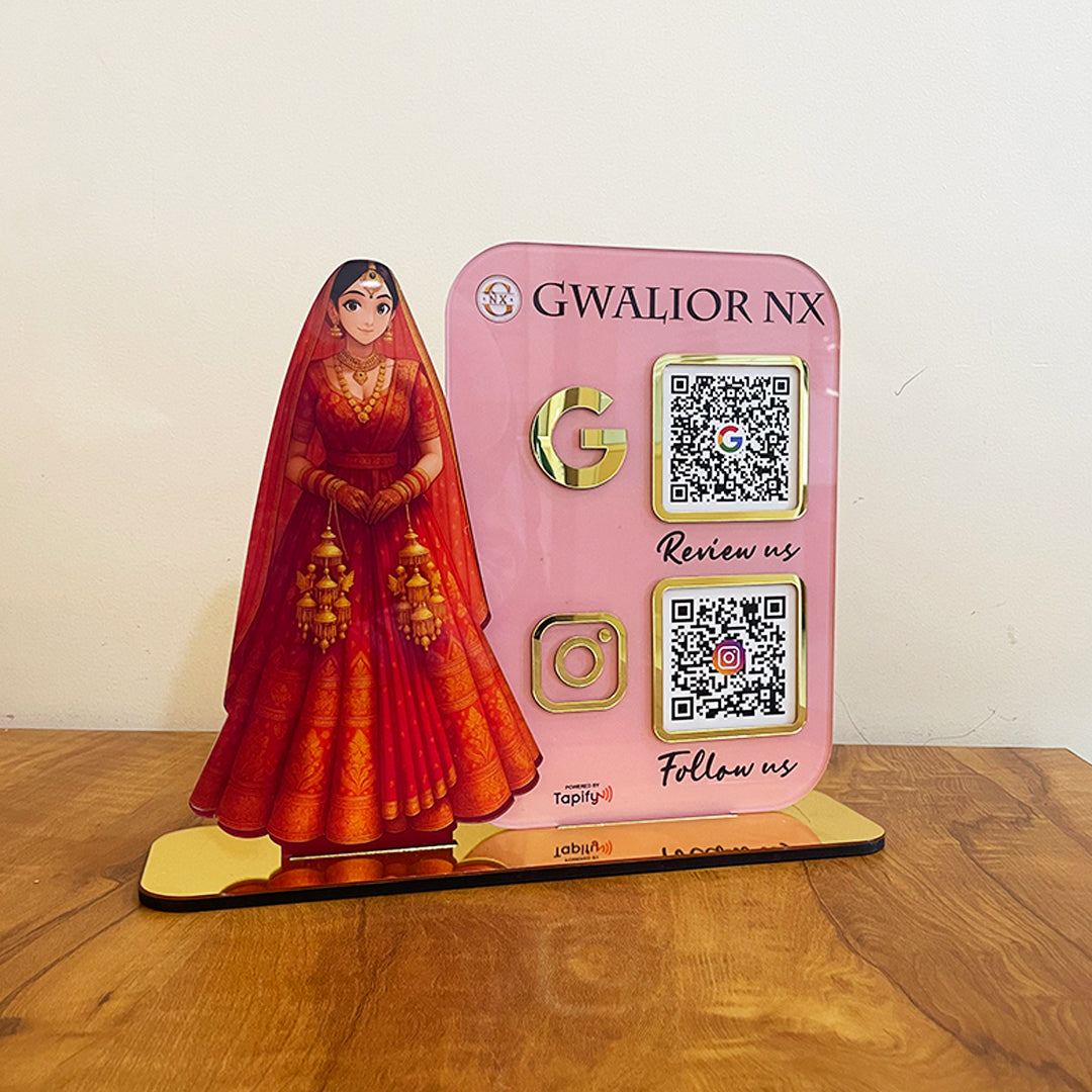 Bridal Cutout Smart NFC 2QR Standee - For Beauty Parlour & Garment Shop ( Big Size )