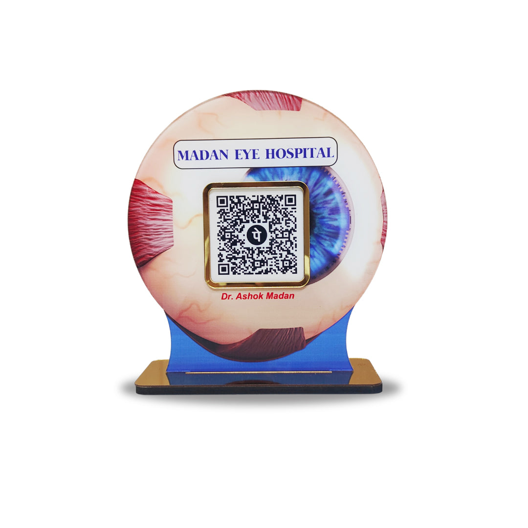 Eye Shaped Smart NFC 1 QR Standee - For Eye Hospitals and Opticians