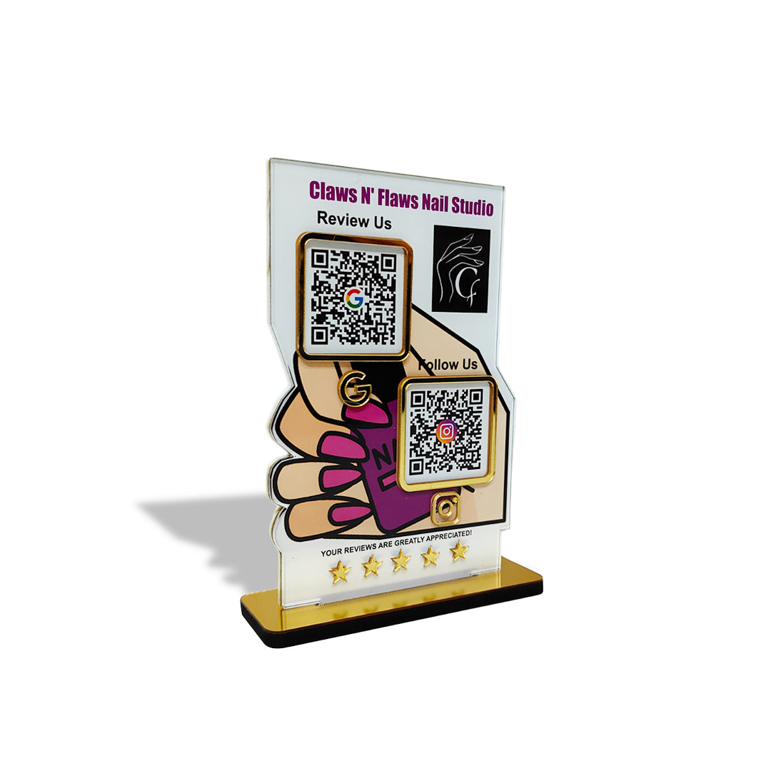 Smart NFC 2-in-1 Standee - Nail theme Edition - For Beauty Parlour & Nail Care Industry