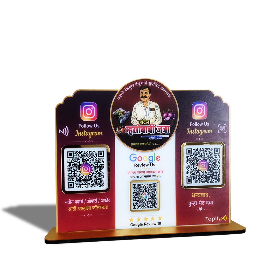 Logo Cutout Edition Shape - Smart NFC 3-in-1 Table Top Standee For Hotel