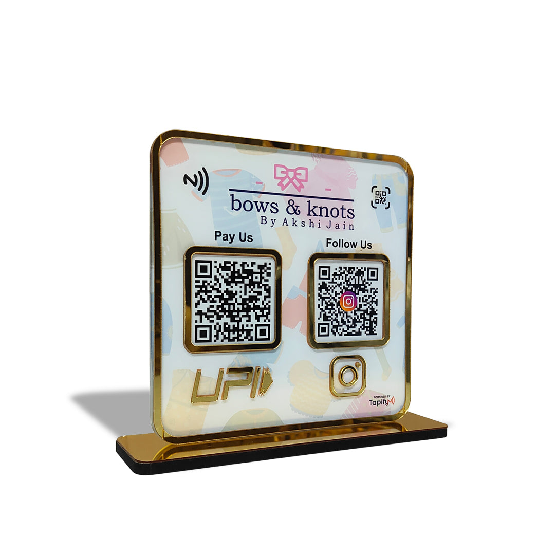 Premium Smart NFC 2-in-1 Table Top Standee - Cloth Background edition