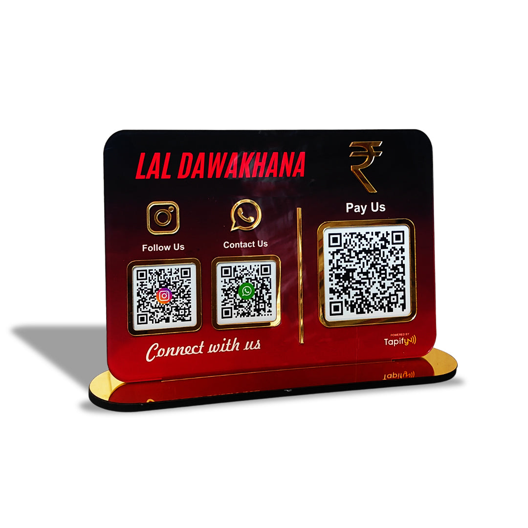 Big UPI + Social Media - Smart NFC 3-in-1 Table Top Standee | Gradient Theme