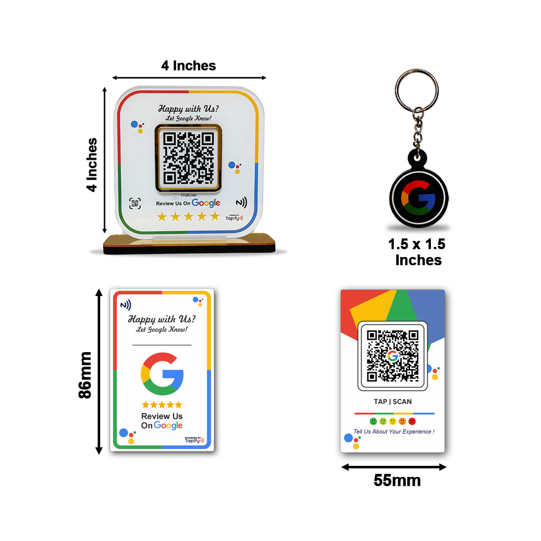 Tapify Mini ReviewPro Kit – Standee + NFC Card + Keyring (3 Products) | No Customization