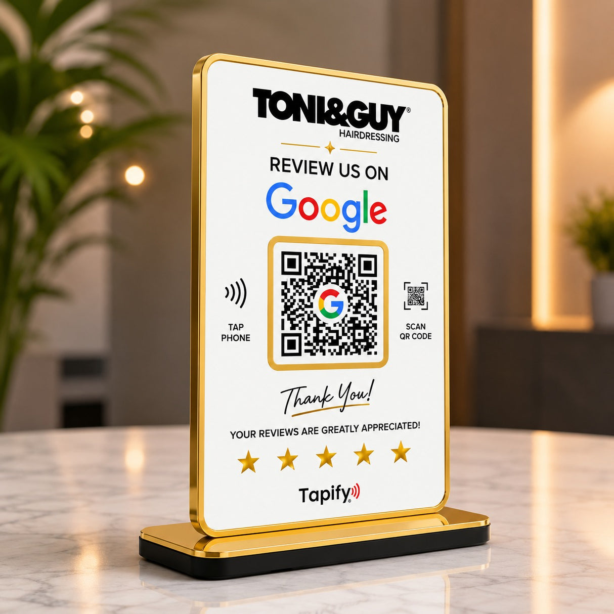 Premium Smart NFC 1 QR Table Top Standee - Text Edition