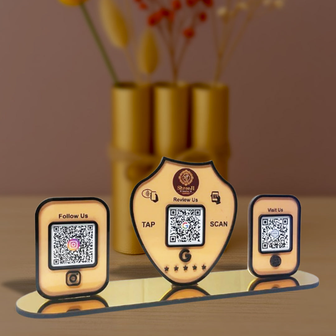 Gold Biscuit Shaped -Smart NFC 3-in-1 Tabletop Standee | for Jewelry Stores