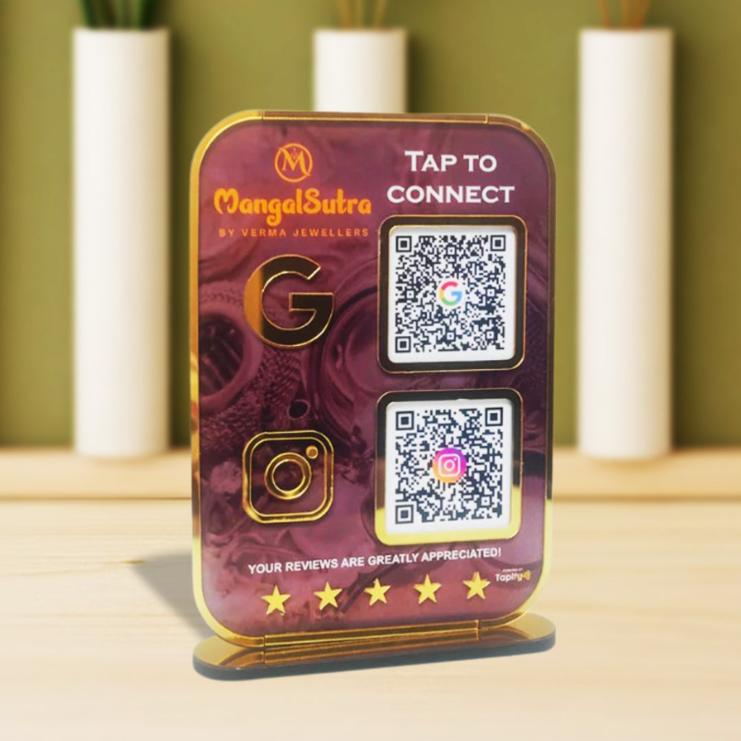 Premium Smart NFC 2-in-1 Table Top Standee | Portrait Style | Jewelry Background Edition