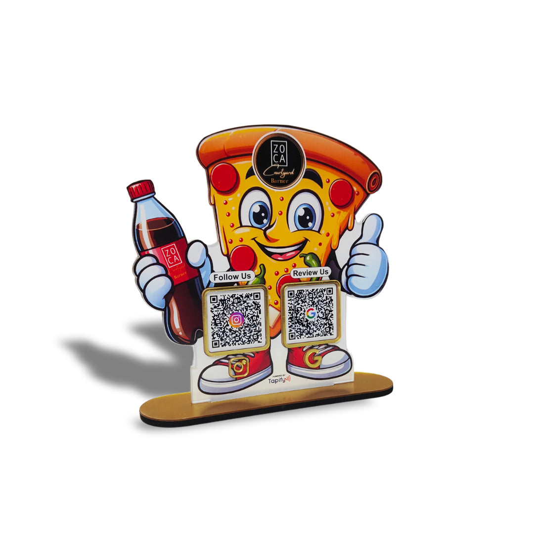 Pizza Shaped Smart NFC 2-in-1 Table Top Standee
