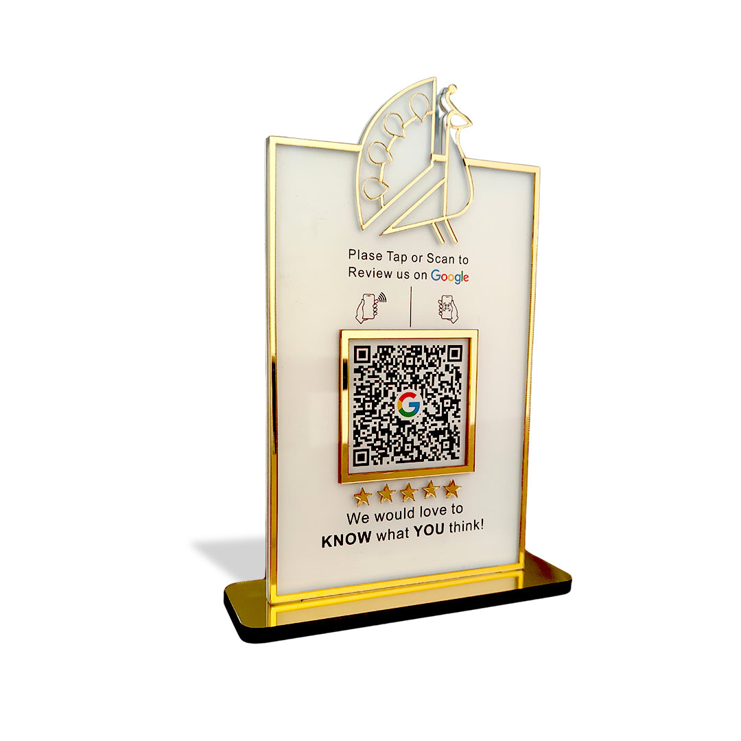 Peacock Cutout Shape -Premium Smart NFC 1 QR Table Top Standee