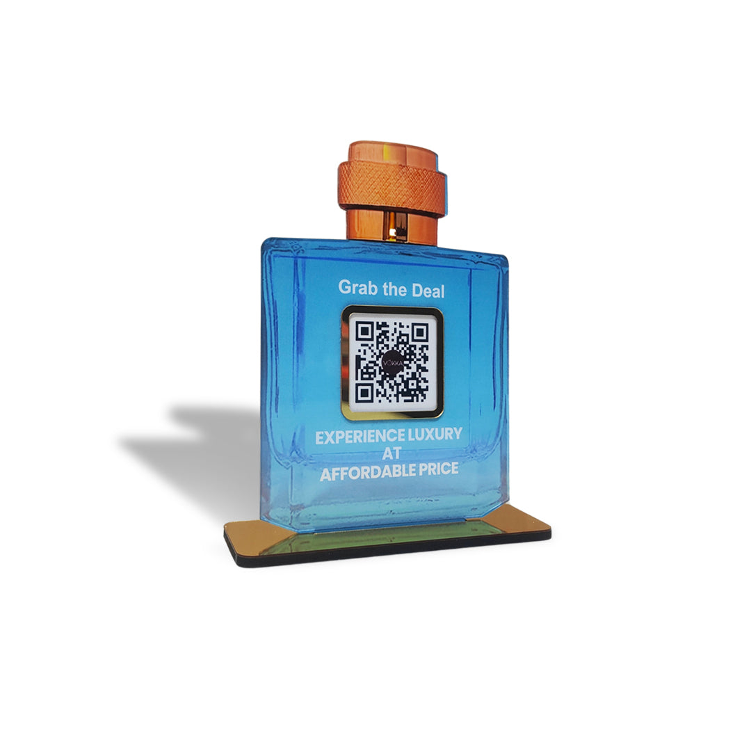 Perfume Bottle Shaped NFC 1QR Tabletop Standee