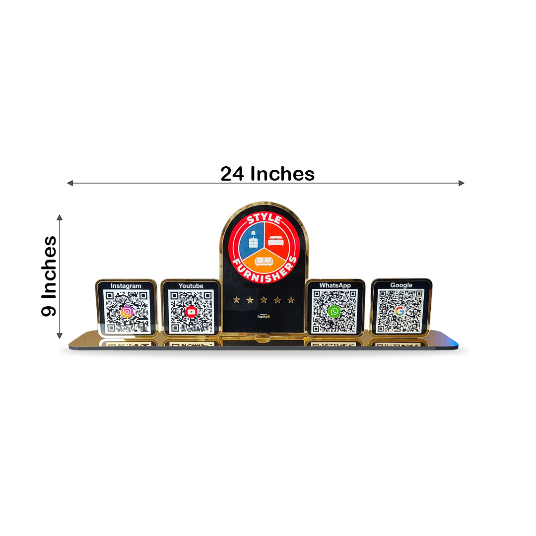 Digital Connect - Smart NFC 4 QR Tabletop Standee-Black Colour