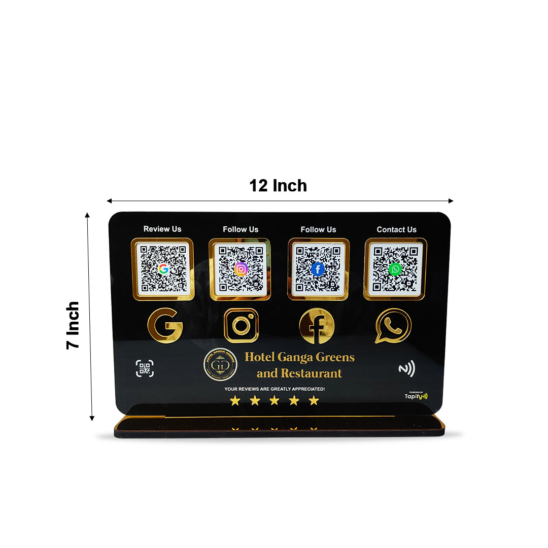 Smart NFC 4-in-1 Table Top Standee - Landscape Edition | Black Colour