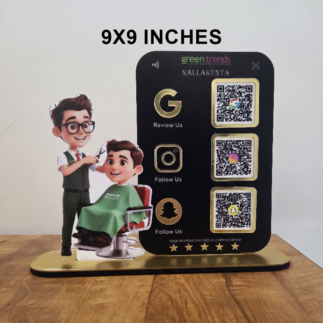 Salons Cutout Smart NFC 3-in-1 Tabletop Standee - Portrait Style - For Salons & Beauty Parlours - I