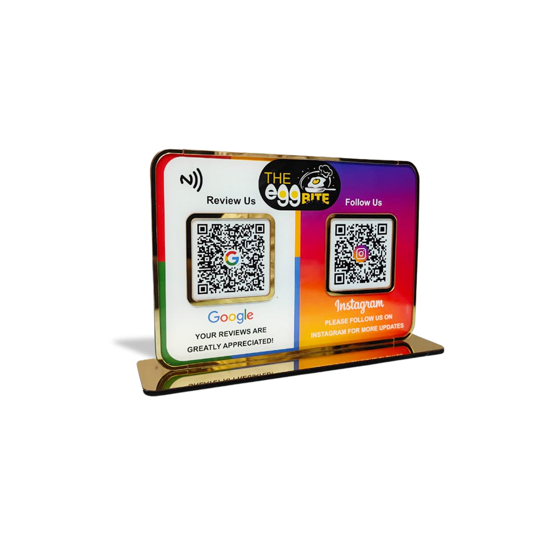 Review & Follow Panel-Big Size-Smart NFC 2-in-1 Premium Standee – Google & Instagram Theme