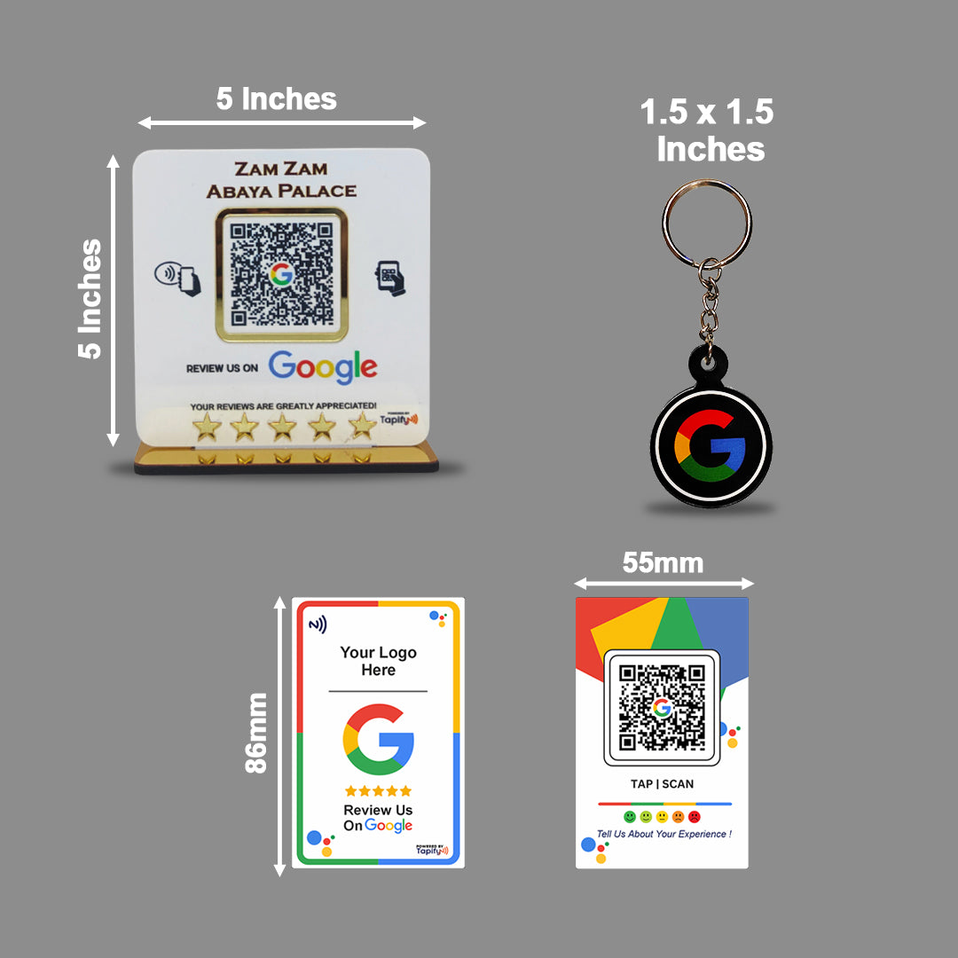 Tapify ReviewPro Kit – Standee + NFC Card + Keyring (3 Products)